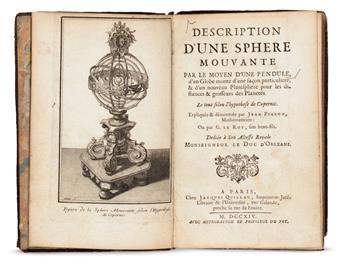 SCIENCE  PIGEON, JEAN. Description dune Sphère mouvante par le Moyen dune Pendule [etc.].  1714